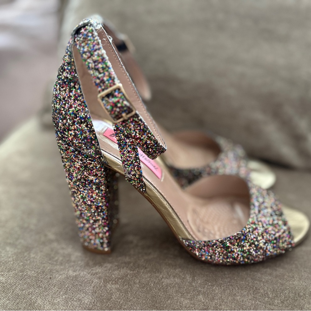 Betsey Johnson Gold Glitter Heels for Special Occasions